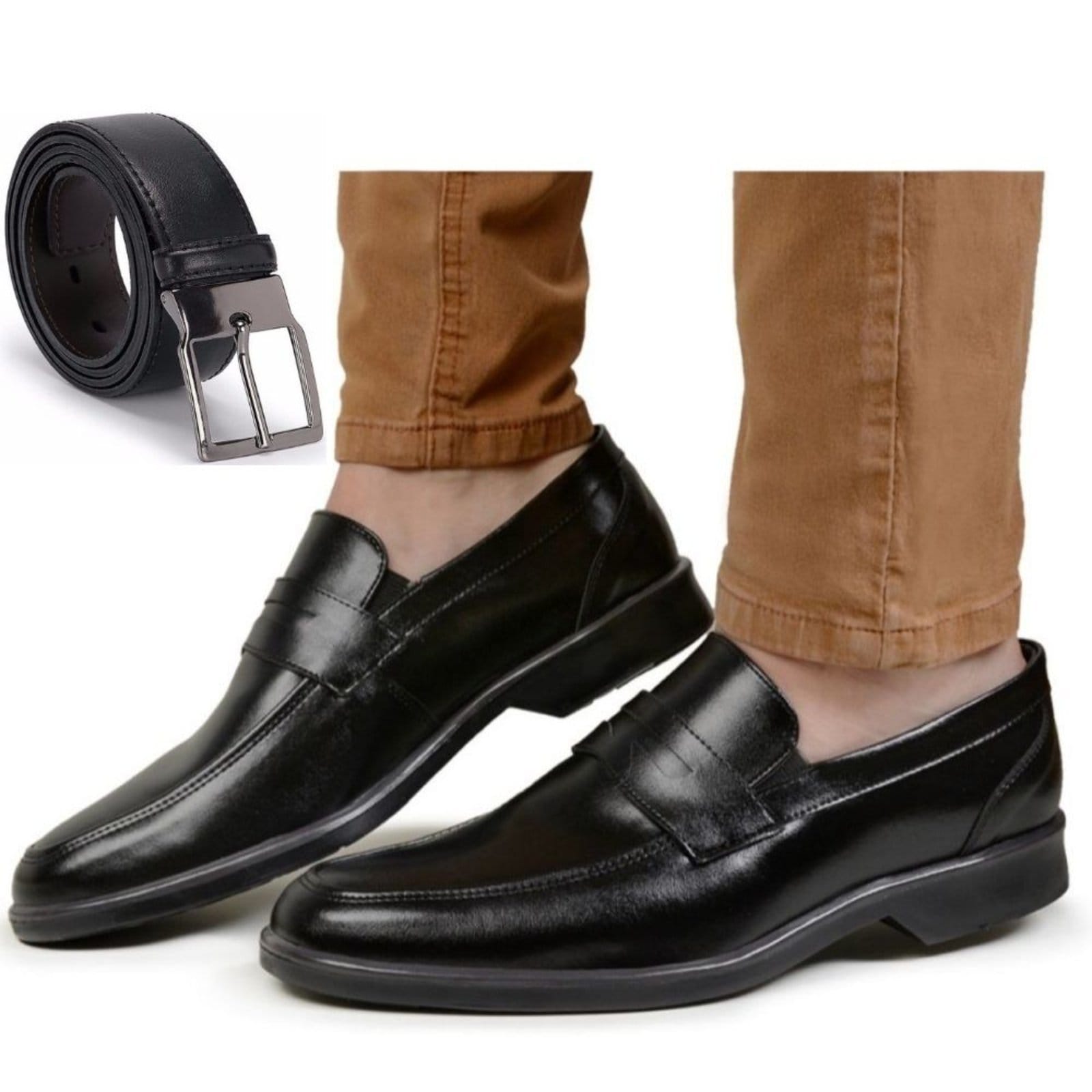 Kit Sapato Casual Social Premium Masculino + Cinto Dupla Face