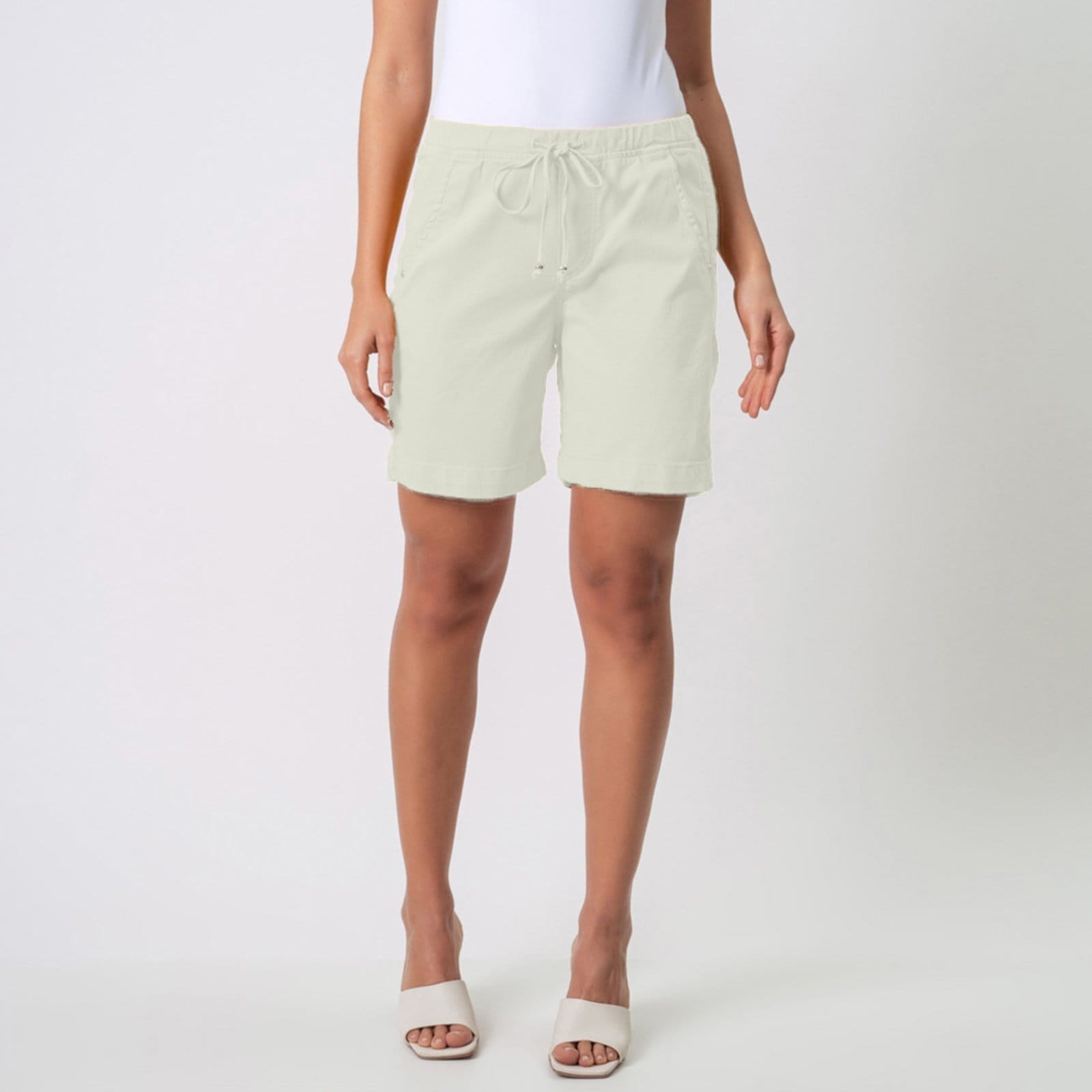 Bermuda Jogger Jeans Confort Colors Com Elástico na Cintura Cru