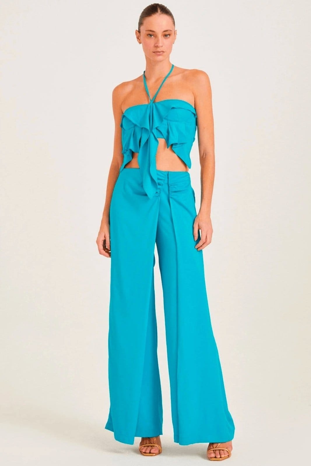 Conjunto Calça Saia Zen Com Detalhe Franzido