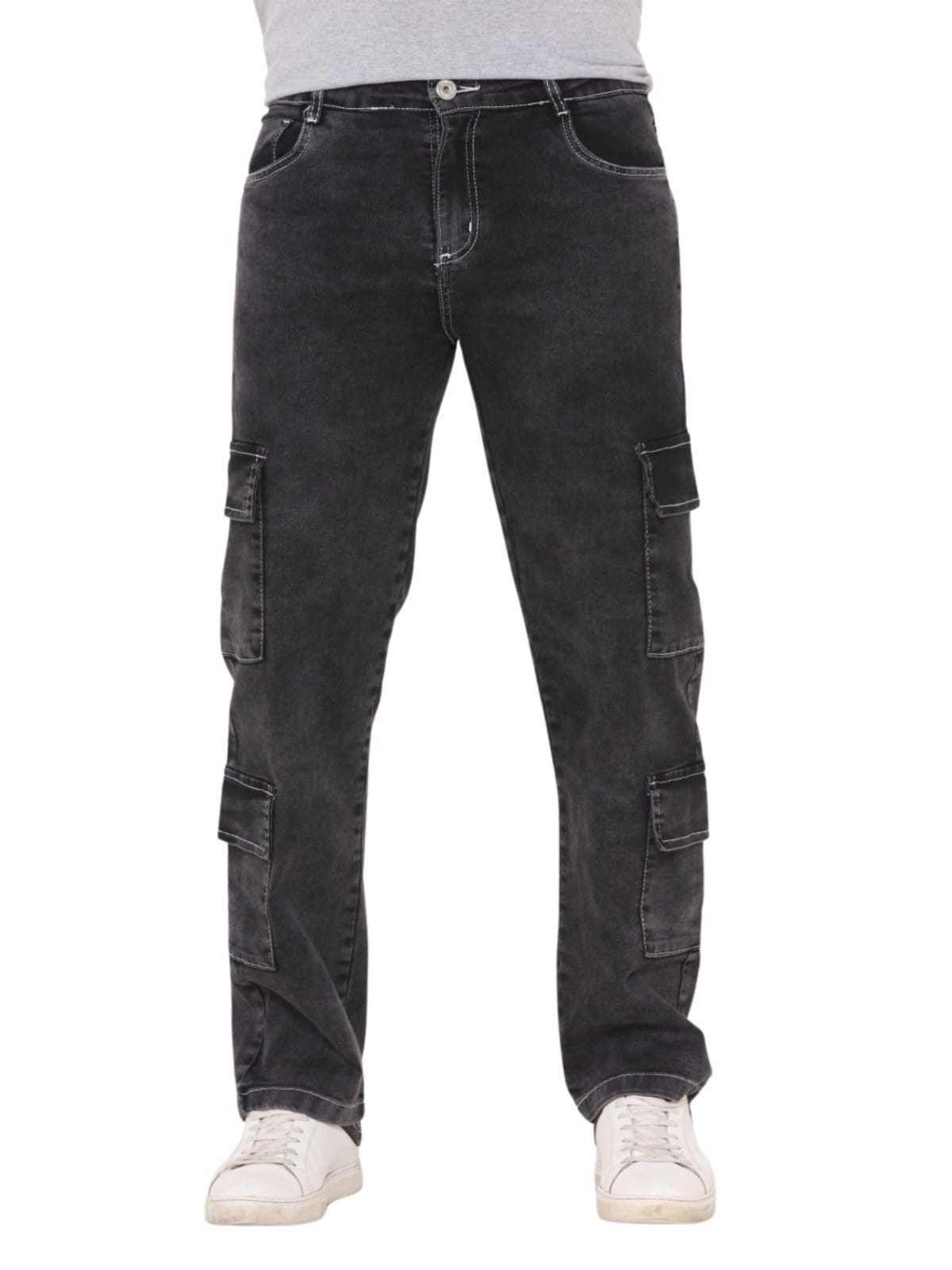 Calça Masculina Jeans Light Super Cargo 4 Bolsos Grafite