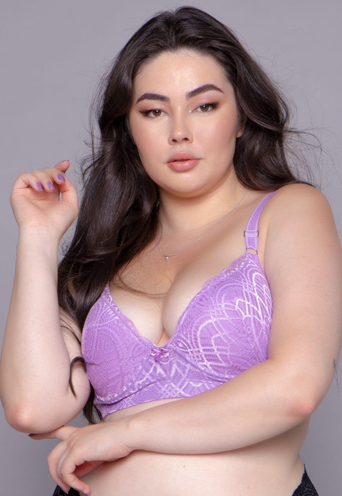 Soutien Plus Size Vekyo com Bojo Alça Reforçada Lilás