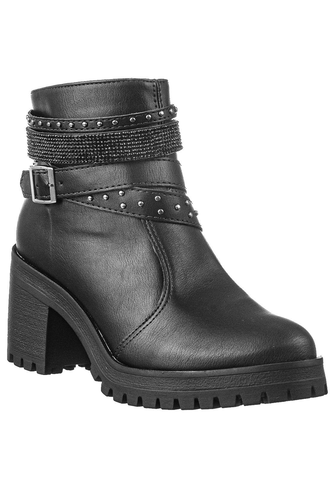 Coturno Botinha Fem C/ Fivela Enfeites Tratorado