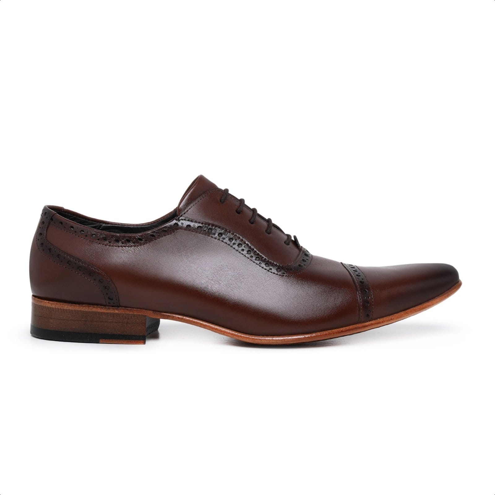 Sapato Social Fino Brogue Masculino em Couro Paulo Vieira cor Tabaco