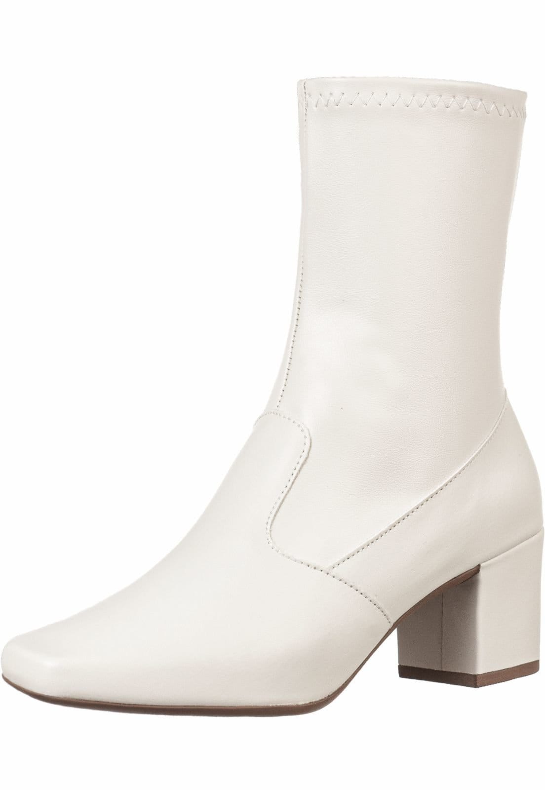 Vista 2 Bota Stretch GiGiL Bico Quadrado Salto Grosso Off White Gigil branco/off-white white