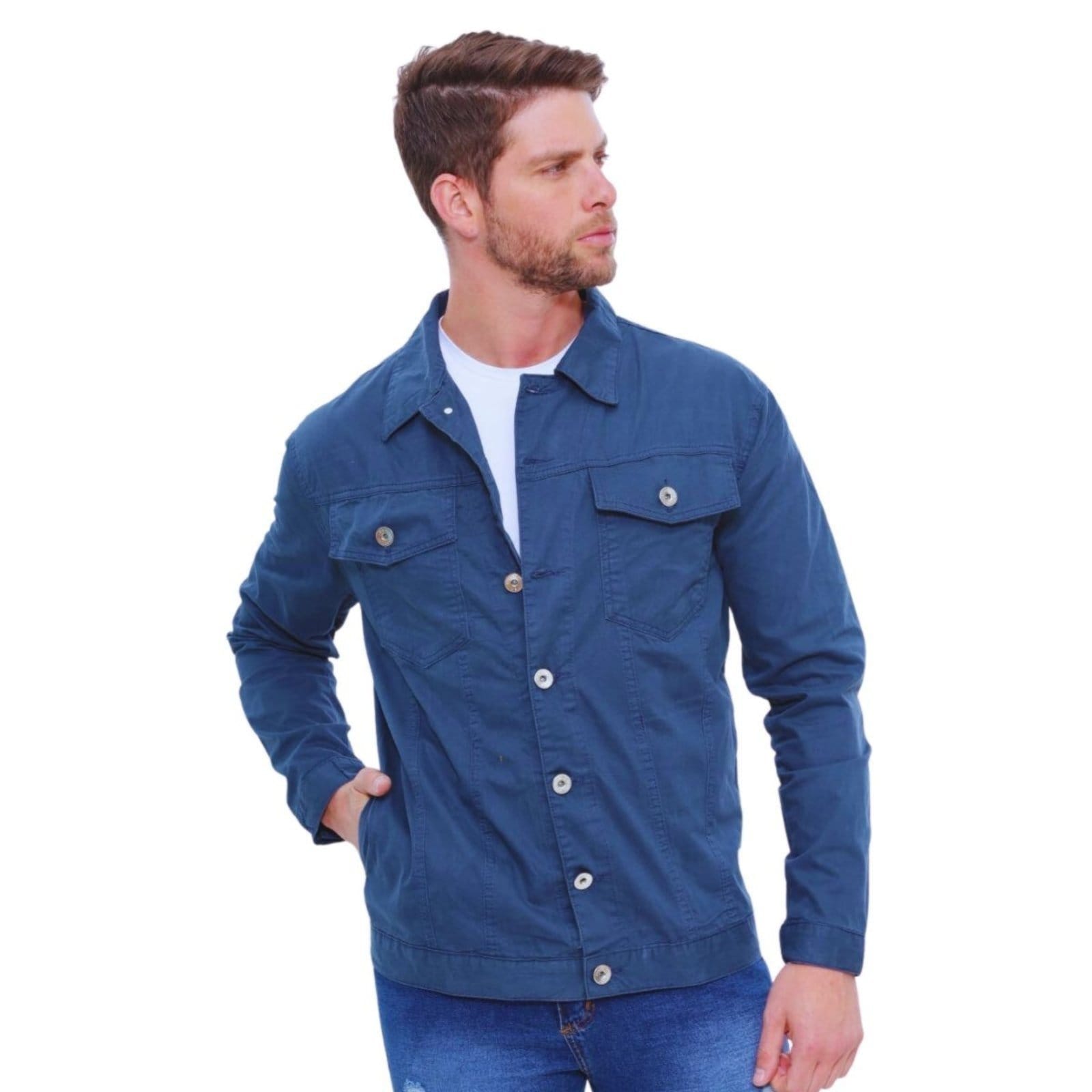 Vista 2 Jaqueta Masculina Alleppo Jeans Marinho Alleppo Jeans azul