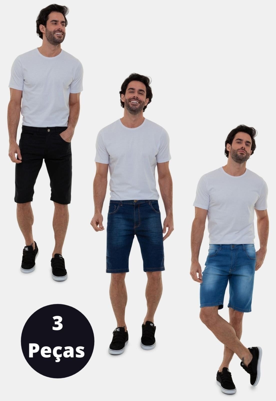 Kit 3 Bermuda Jeans Tradicional Versatti Latina