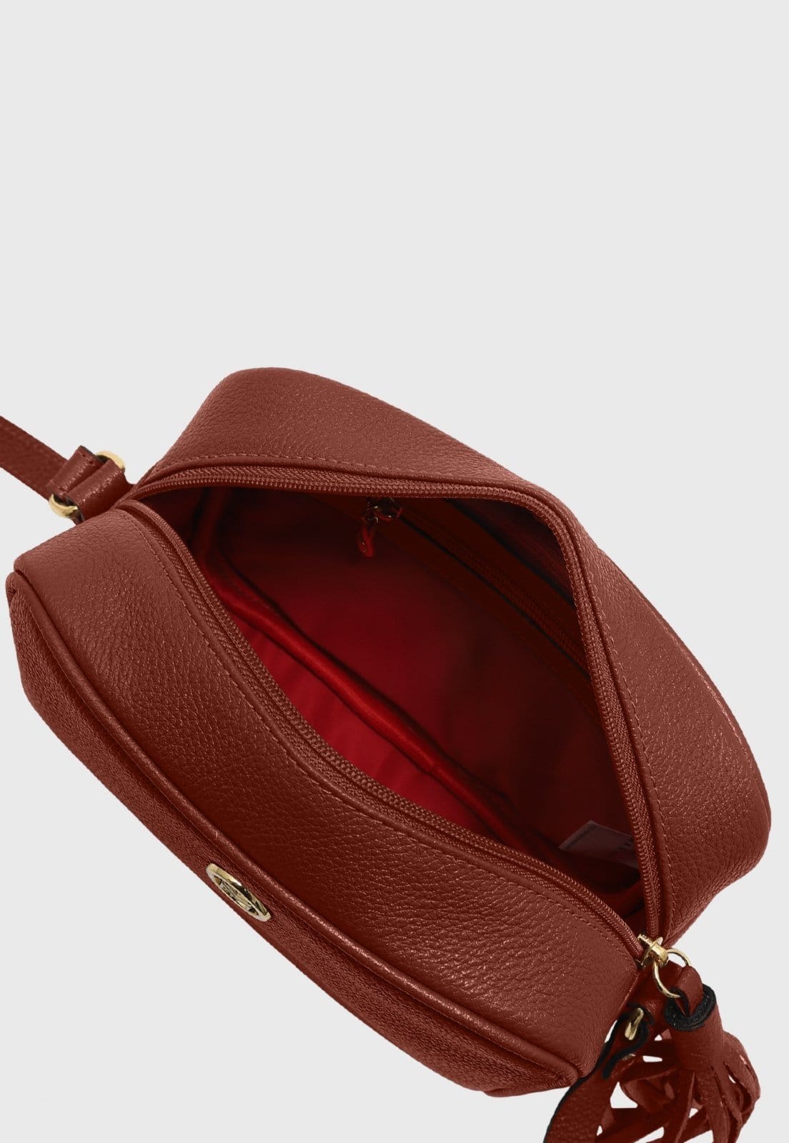 Vista 2 Bolsa Transversal de Couro Mariart Titânio Terracota Mariart bordô