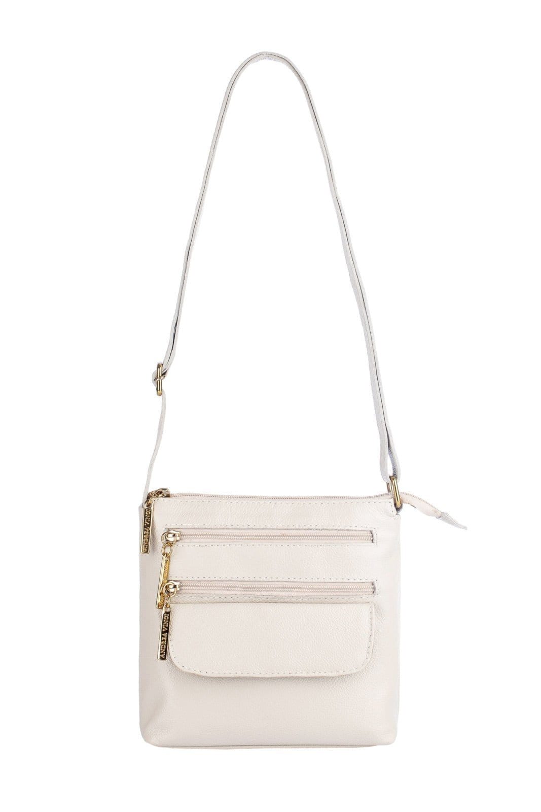 Bolsa transversal de couro liso Maura - Marfim