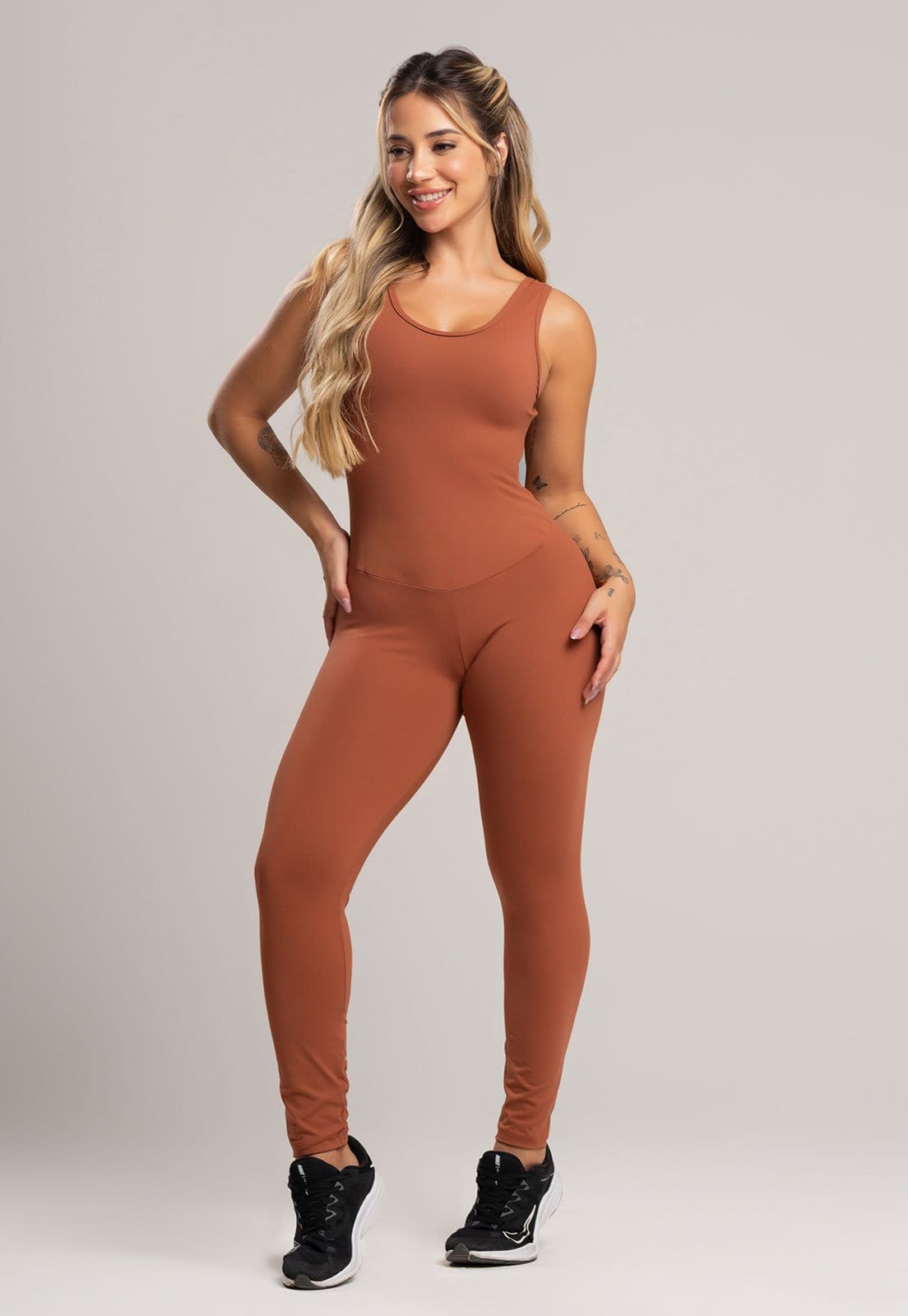 Macacão Fitness MVB Modas Longo Feminino Suplex Academia Poliamida Mousse