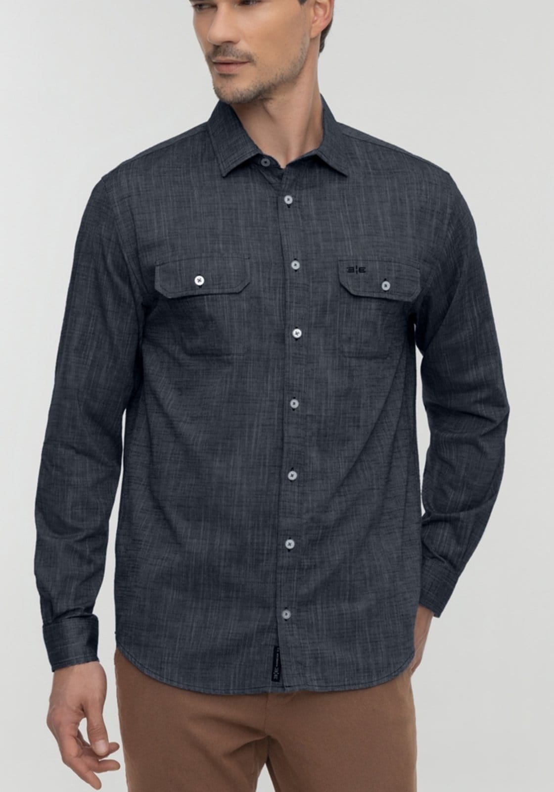 Camisa Comfort Masculina De Mangas Longas Com Bolsos