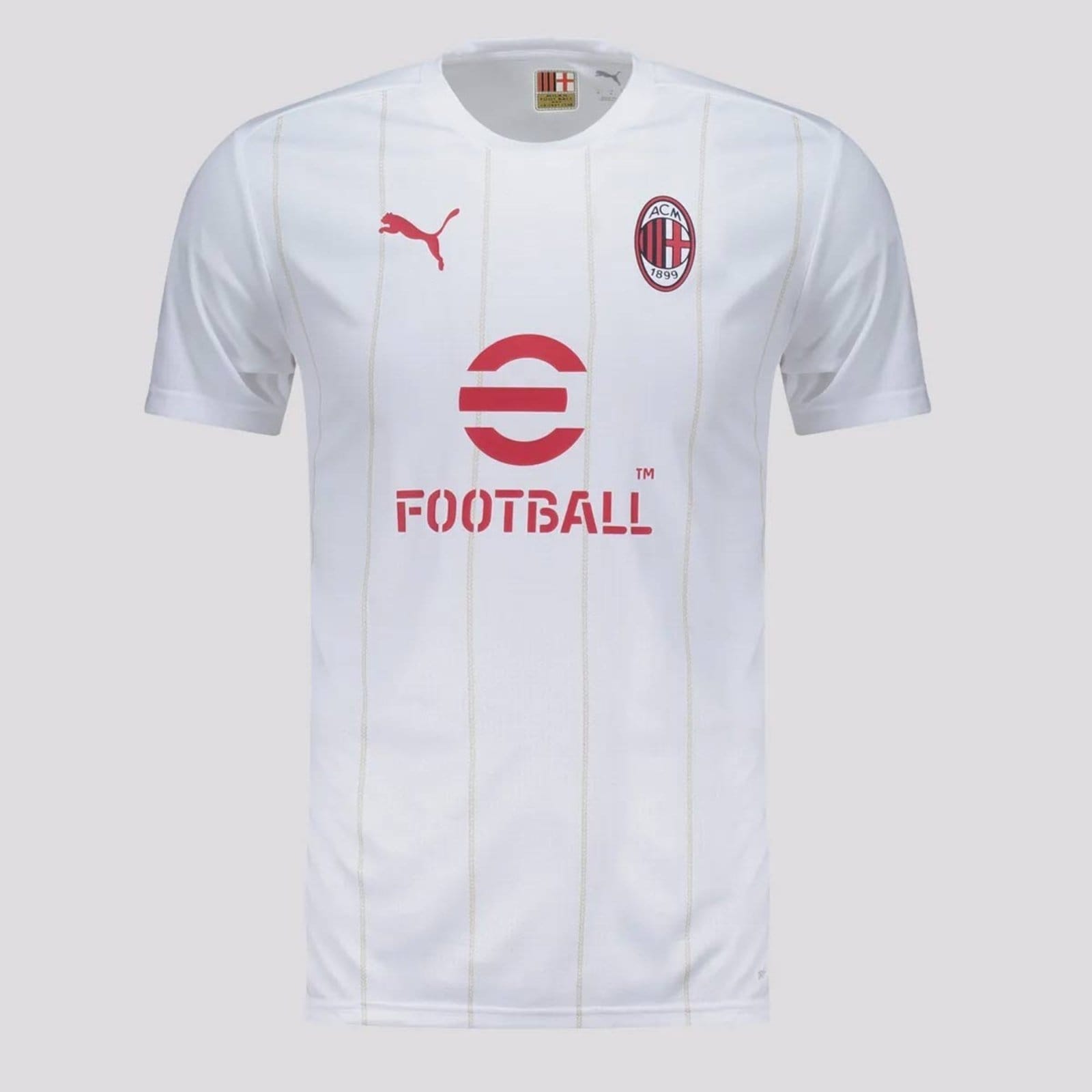 Vista 2 Camisa Puma Milan Pré-Jogo 2025 Branca 10 Rafa Leão Puma branco