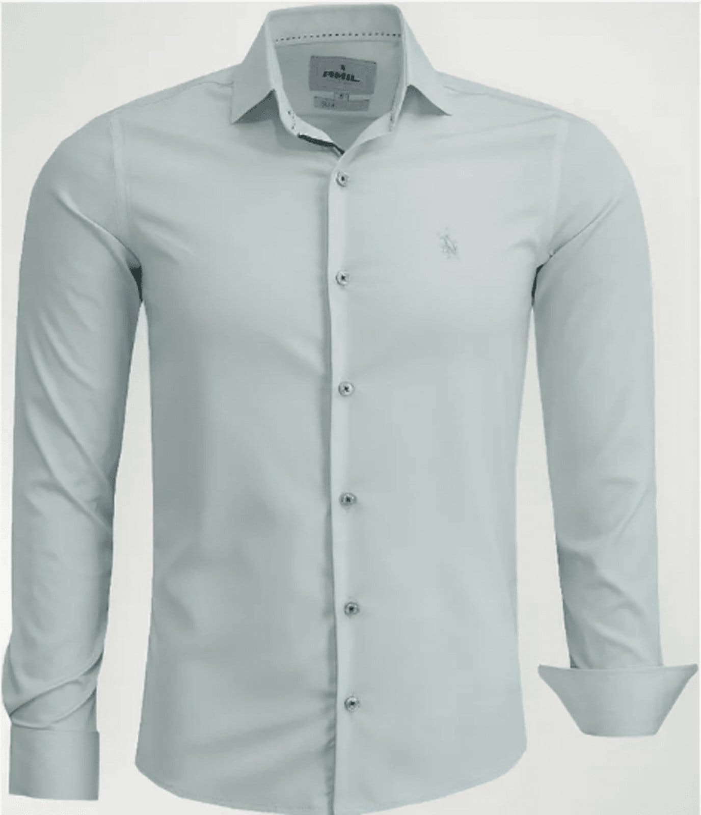 Camisa Social Amil Slim Bond Macia Viscose e Poliéster com Elastano Manga Longa Luxo Prata