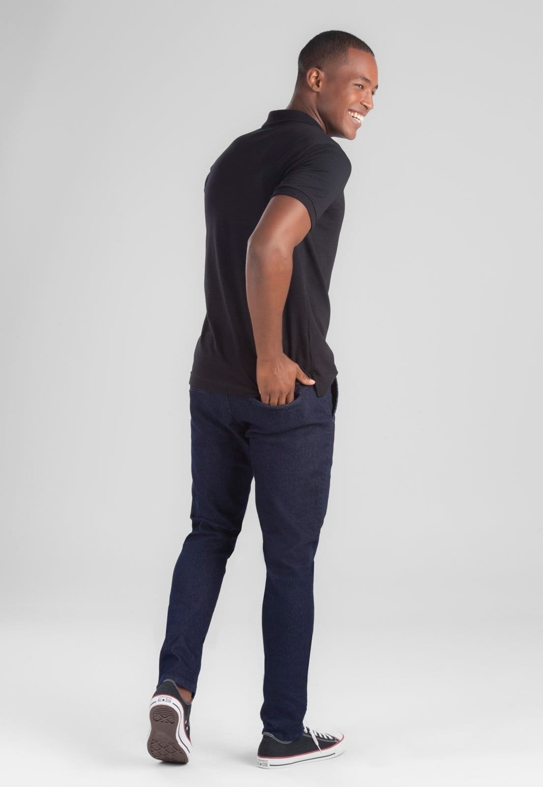 Vista 2 Calça Jeans Traymon Chino Slim Blue Black Traymon azul marinho blue