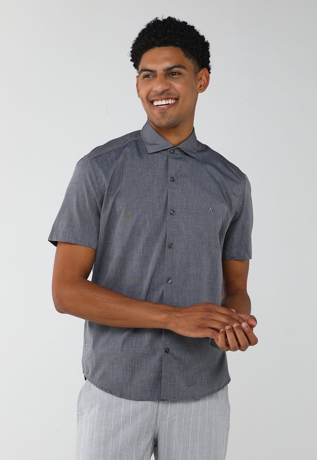 Camisa Masculina Aramis Manga Curta Algodão Escura