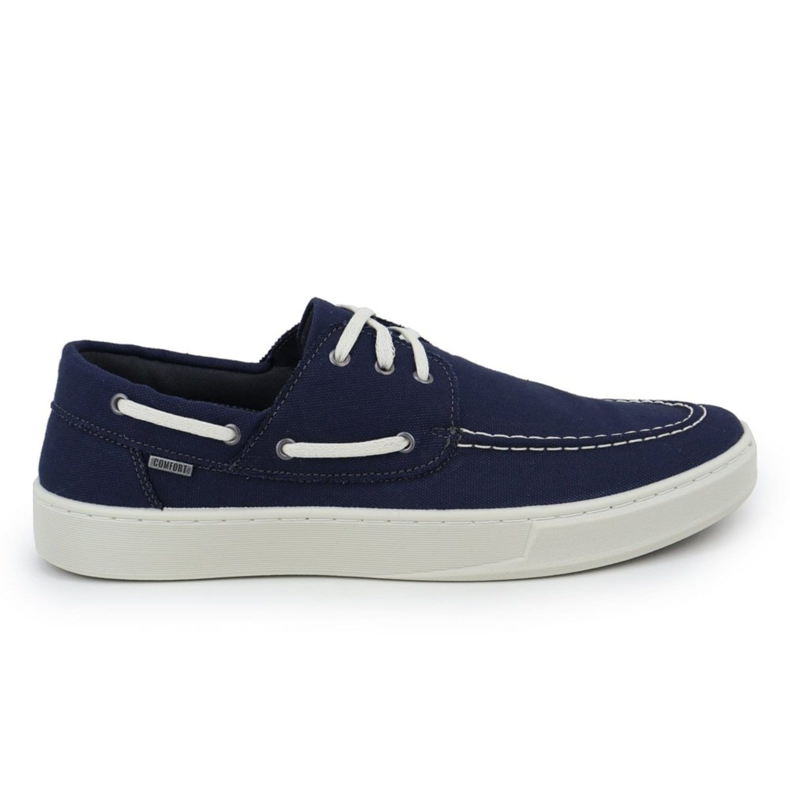 Vista 2 Sapato Masculino Dockside A. Andrade Mocassim Casual Sapatenis Lona Conforto Tendência Anna Andrade azul marinho