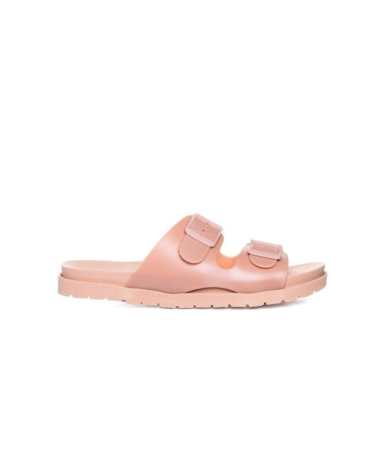 Tamanco Flatform Pixolé Fivelas Nude Incolor