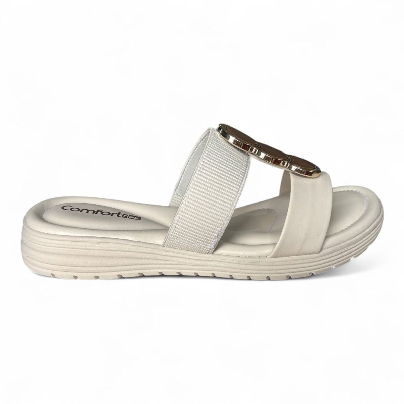 Vista 2 Tamanco Rasteira Feminino Coconut Comfortflex 2551401-2 Comfortflex off-white