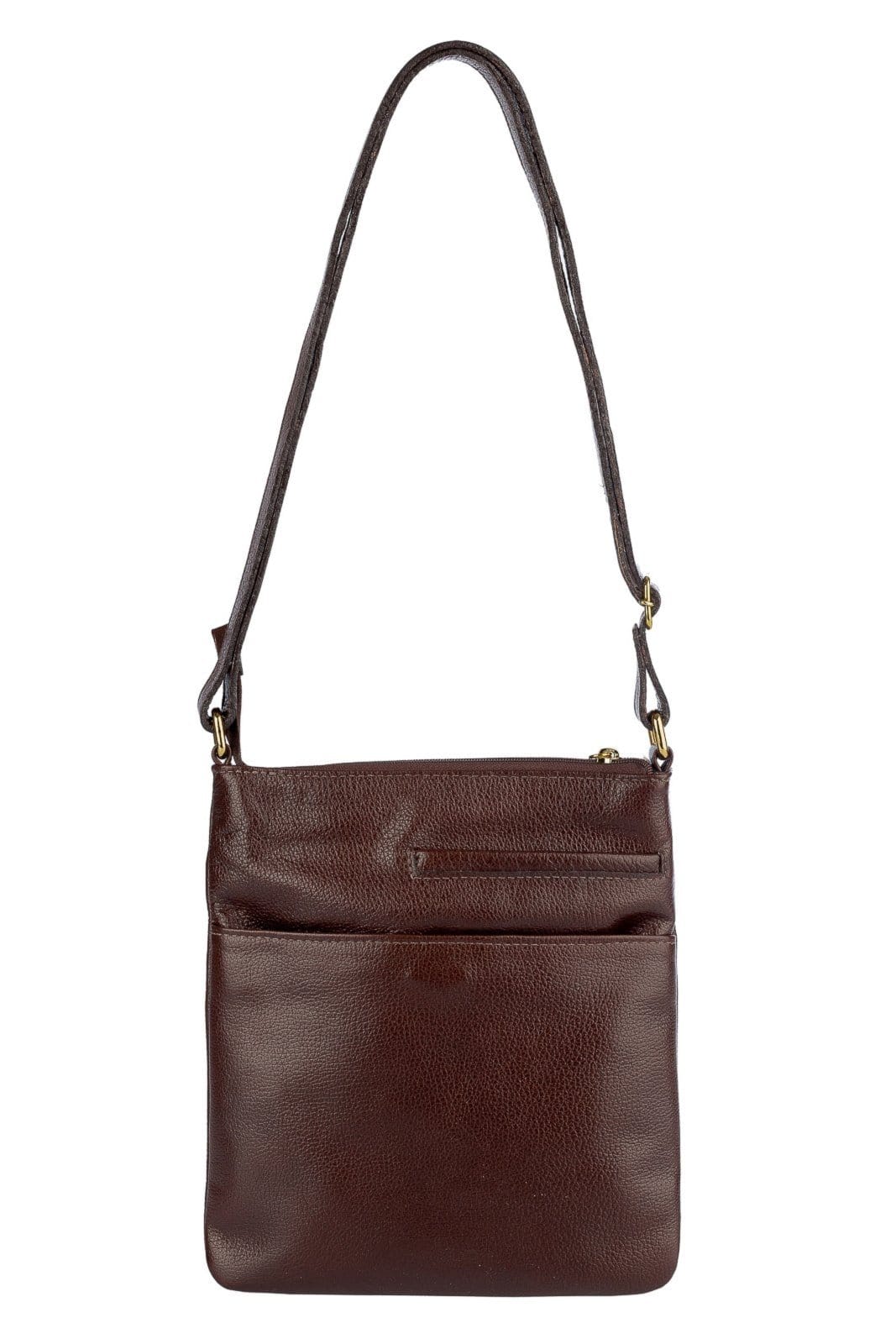 Vista 2 Bolsa pequena transversal de couro liso Alana - Café Andrea Vinci vermelho