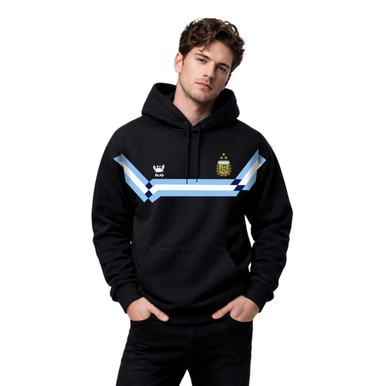 Moletom Modelo Canguru Com Capuz Masculino Estampado Faixa Argentina