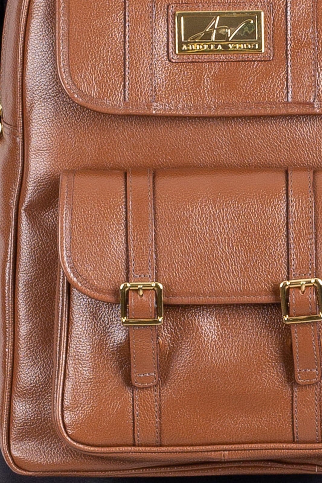 Vista 2 Mochila de couro liso Trip - Whisky Andrea Vinci vermelho