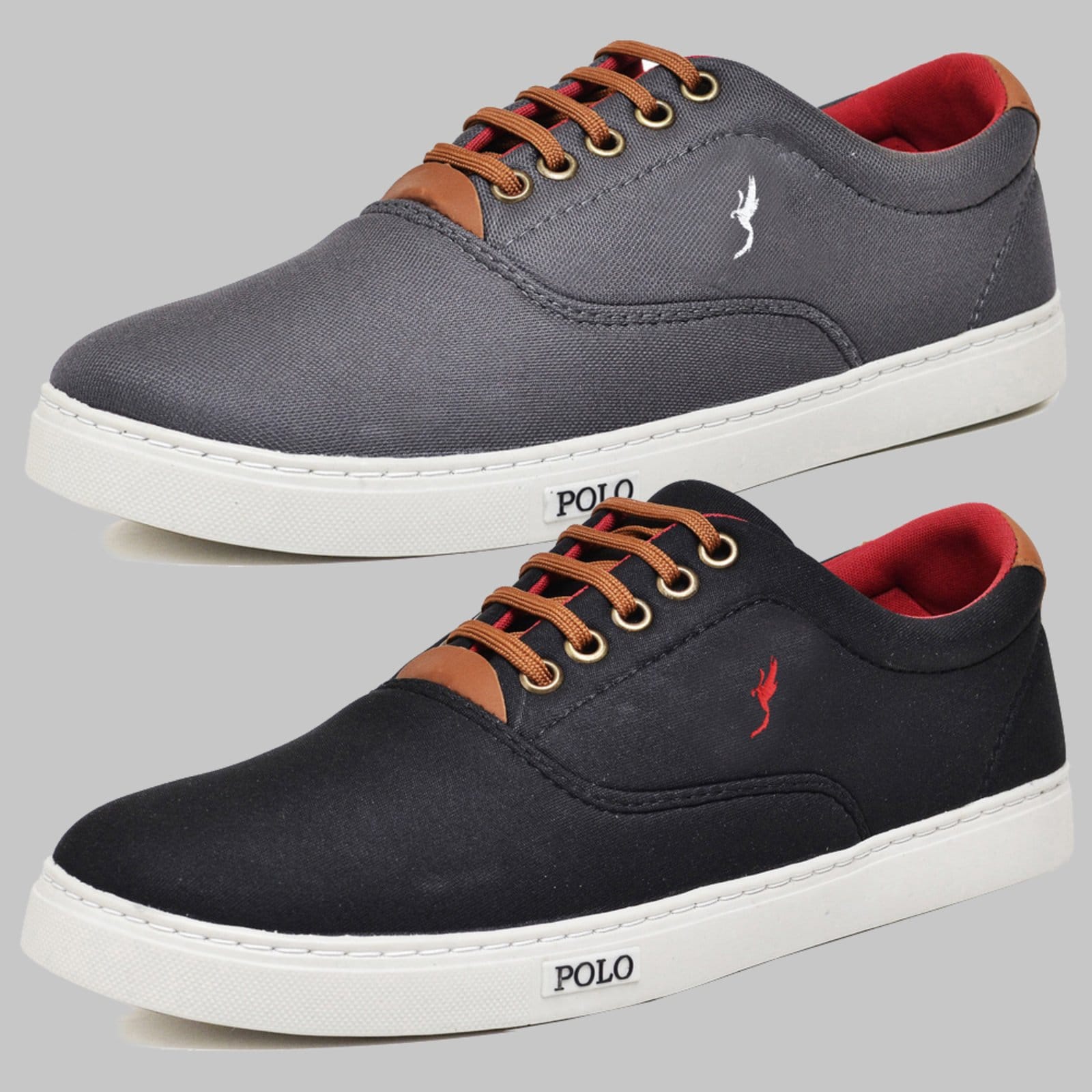 Kit 2 Pares Sapatênis Casual Masculino Polo Cinza/Preto