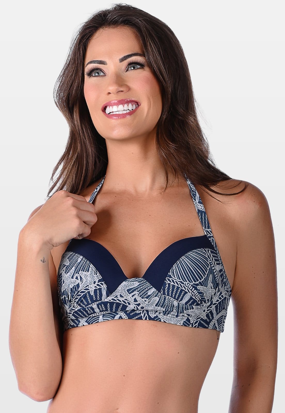 Top Summer Soul Bojo Meia Taça Sem Fecho Com Amarração Marinho