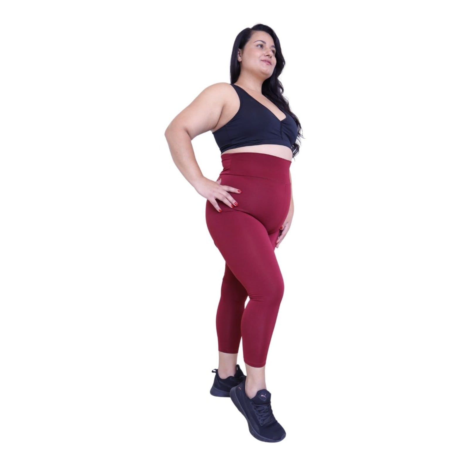 Calça Legging Plus Size Heide Ribeiro Corsário Fit Silver Vinho