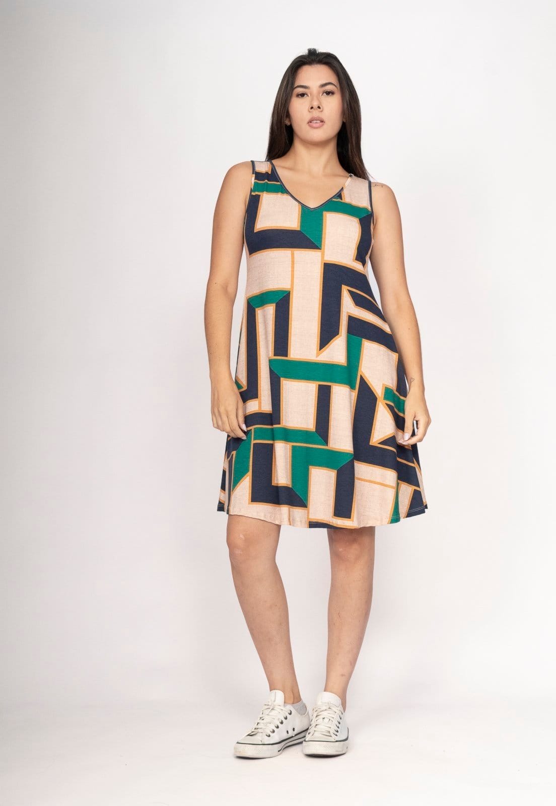 Vestido CabanaFree Amana Curto Regata Malha Chapada de Areia