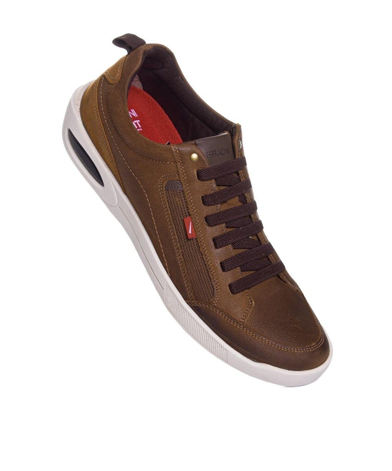 Vista 2 Sapatênis Ferracini Masculino Pulse Couro Chocolate FERRACINI incolor