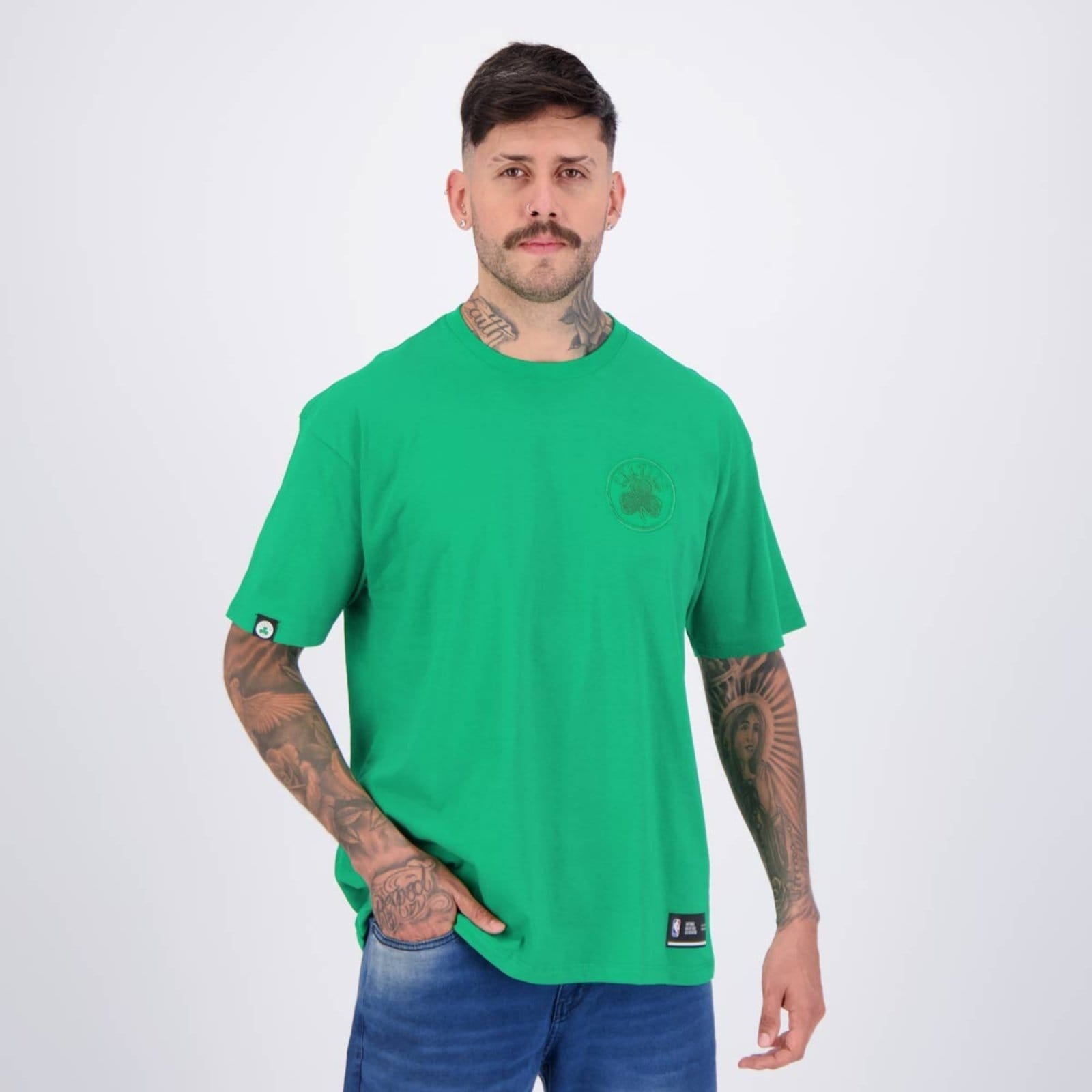 Vista 2 Camiseta NBA Boston Celtics Oversized Faux Emboss NBA verde