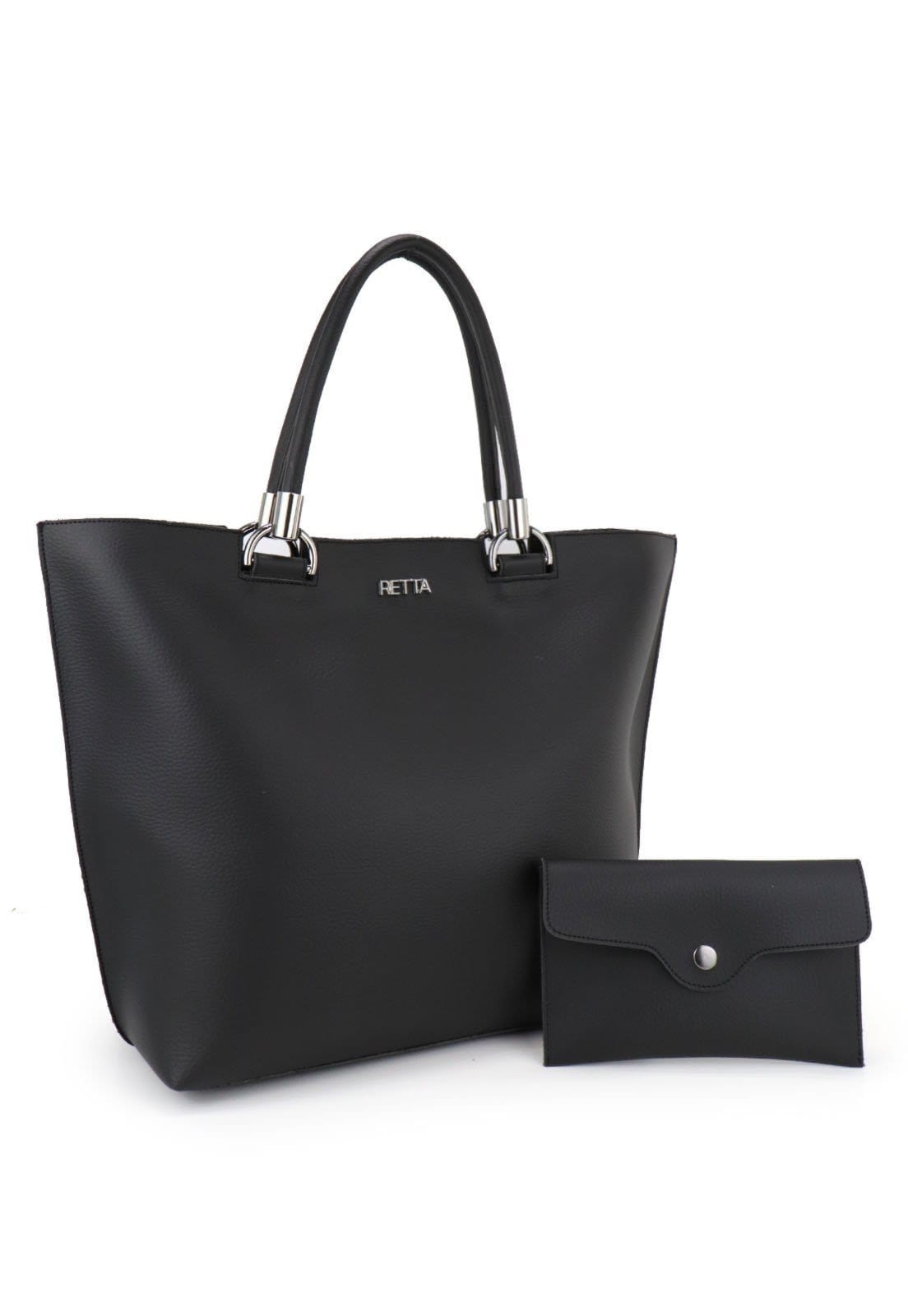 Bolsa Sacola Feminina de Ombro Grande Retta Oficial Preta