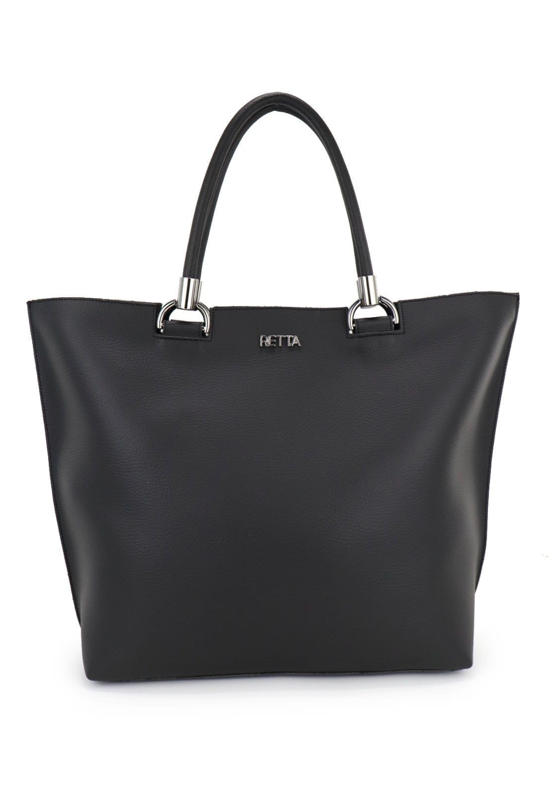 Vista 2 Bolsa Sacola Feminina de Ombro Grande Retta Oficial Preta Retta Oficial preto