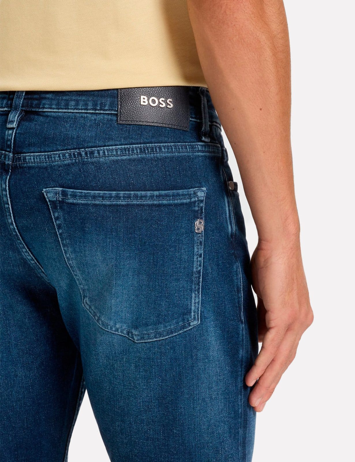 Vista 2 Calça Hugo Boss Masculina Jeans Slim Fit C-Delaware Escuro Hugo Boss azul