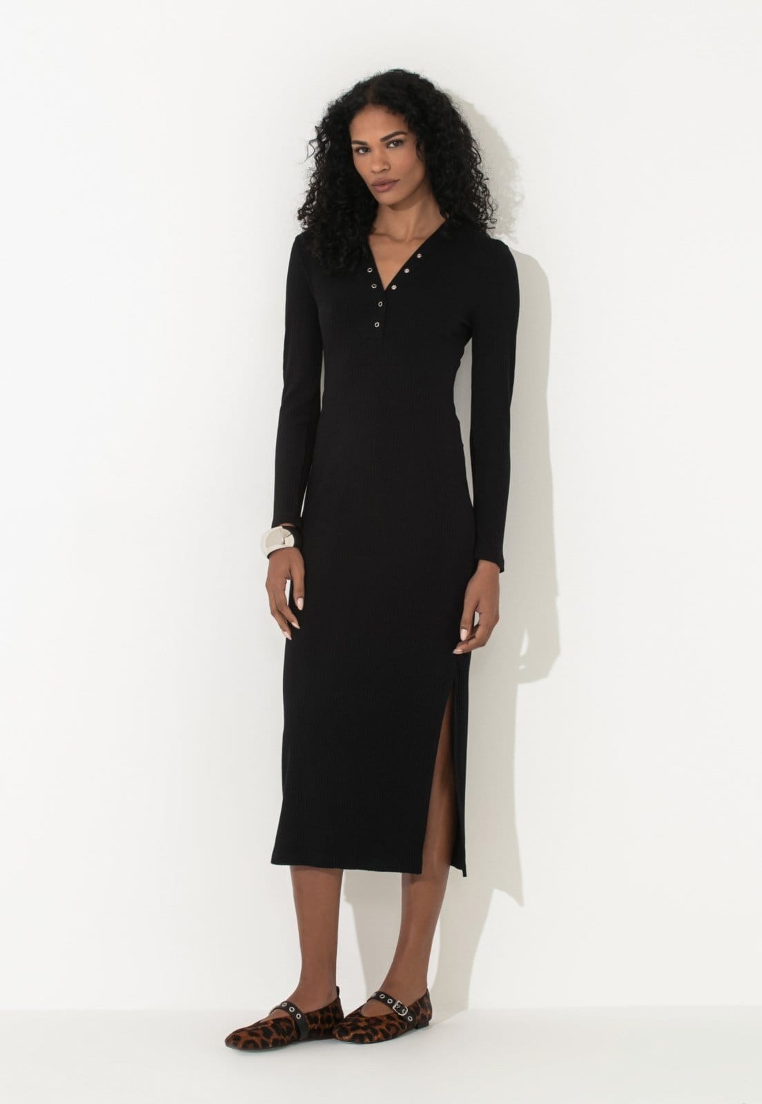 Vestido Midi Traymon Manga Longa