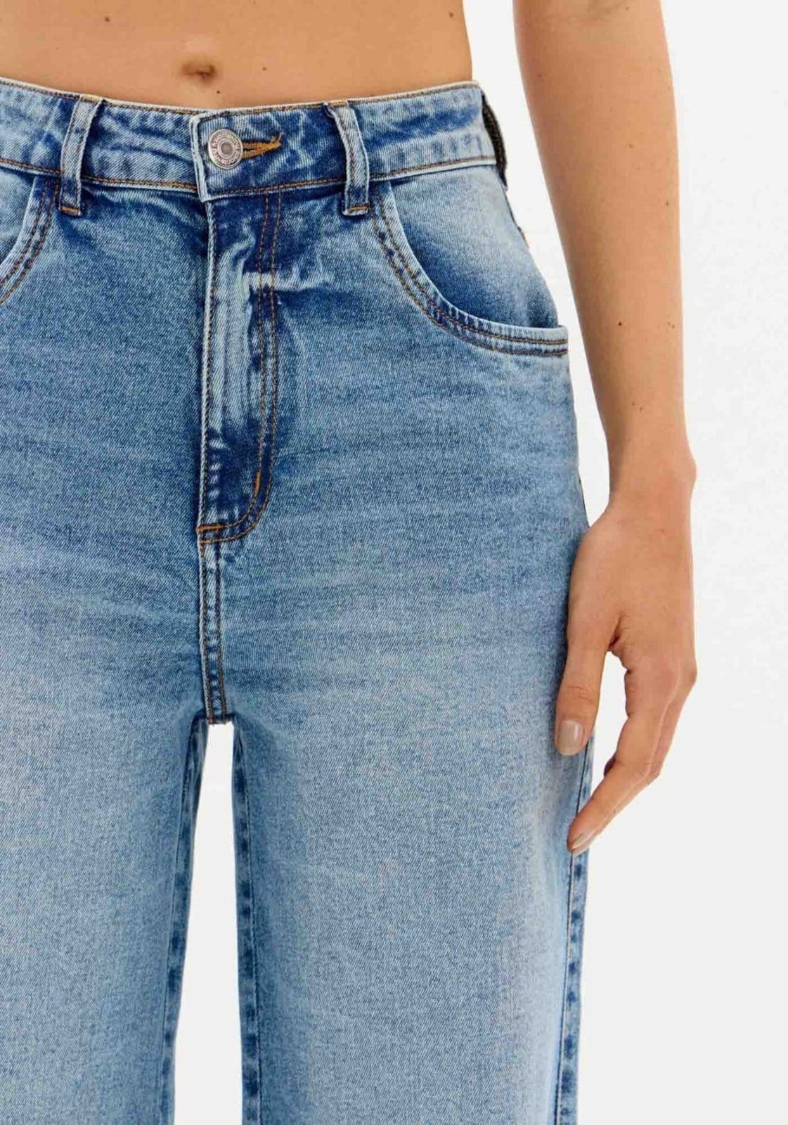 Vista 2 Calça Jeans Full Length Cintura Alta My Favorite Things azul