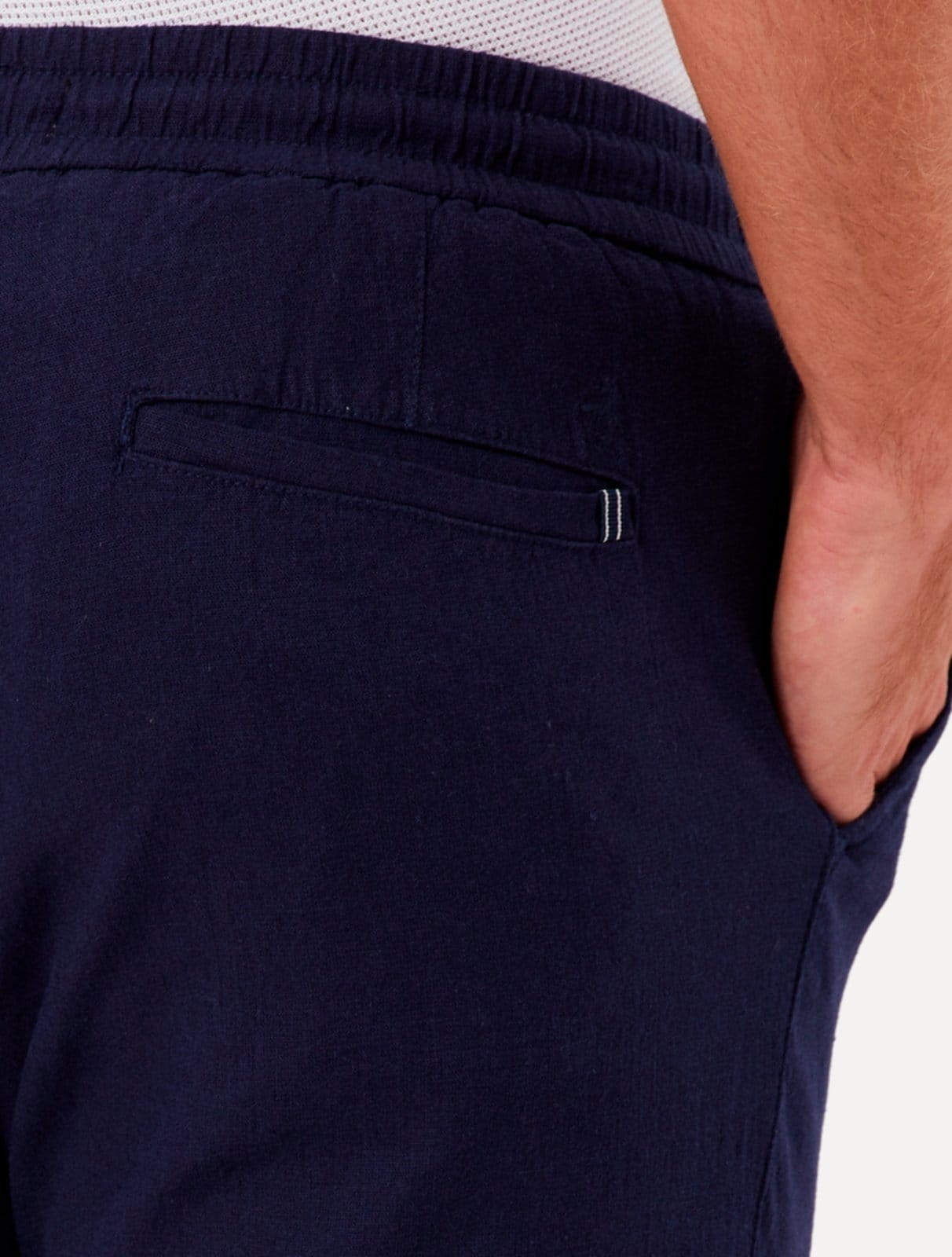 Vista 2 Calça Original Penguin Masculina Relax Sport Linho Lisa Marinho Original Penguin azul