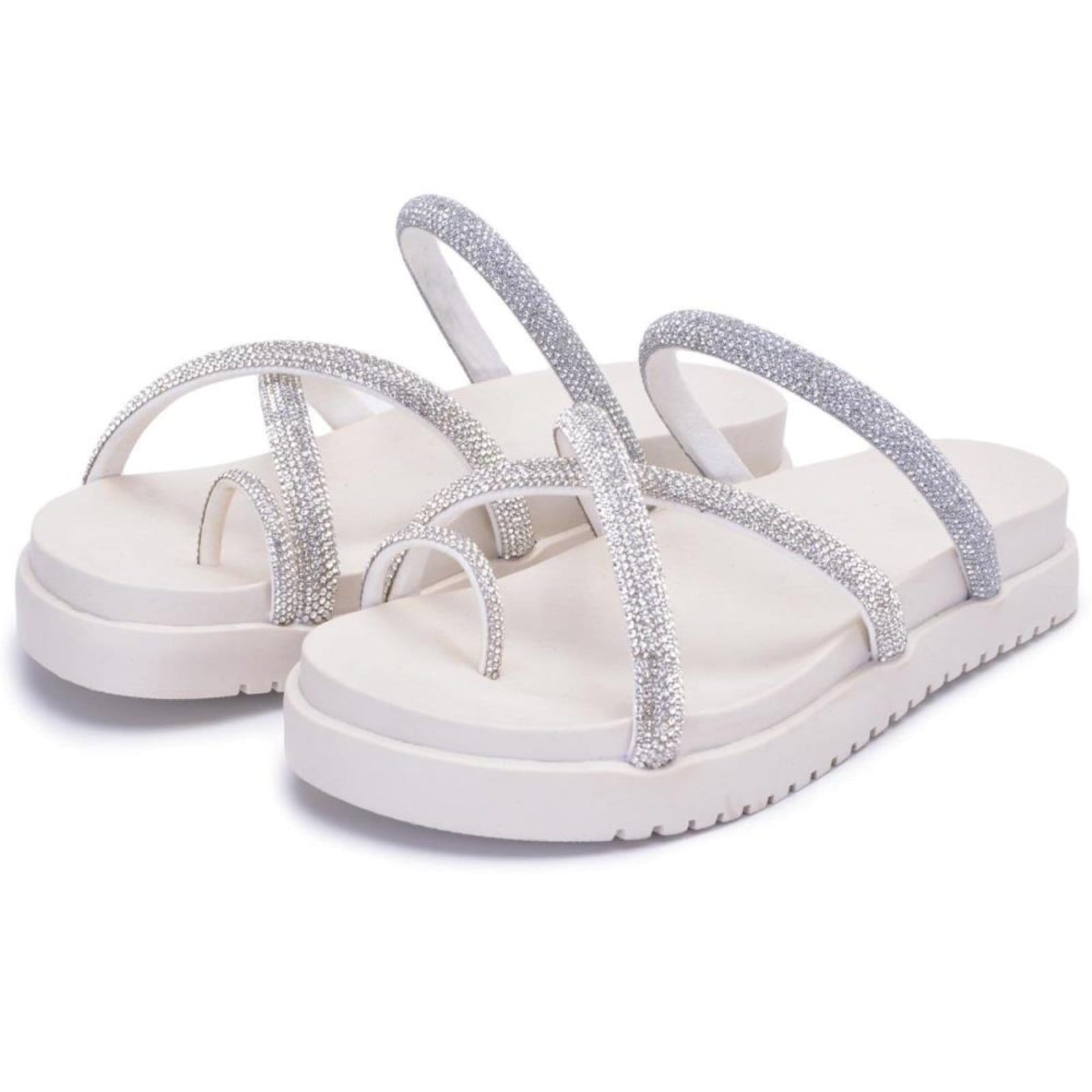 Vista 2 Papete Feminina Tiras Glitter DFT Wind Off White Peccato | Clube do Sapatato de Franca Peccato off-white white