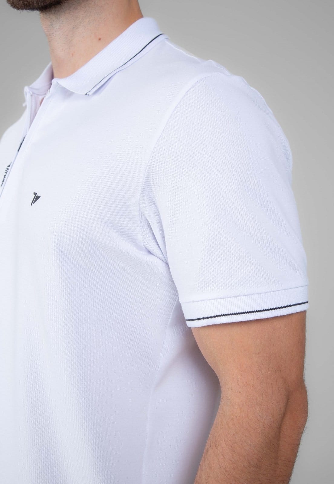 Vista 2 Polo Piquet Pima Traymon Slim Com Zíper Traymon branco