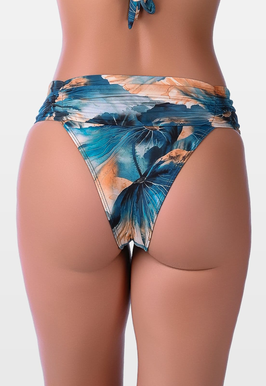 Vista 2 Calcinha Summer Soul Cintura Baixa Cós Largo Franzido Floral Summer Soul azul/floral azul