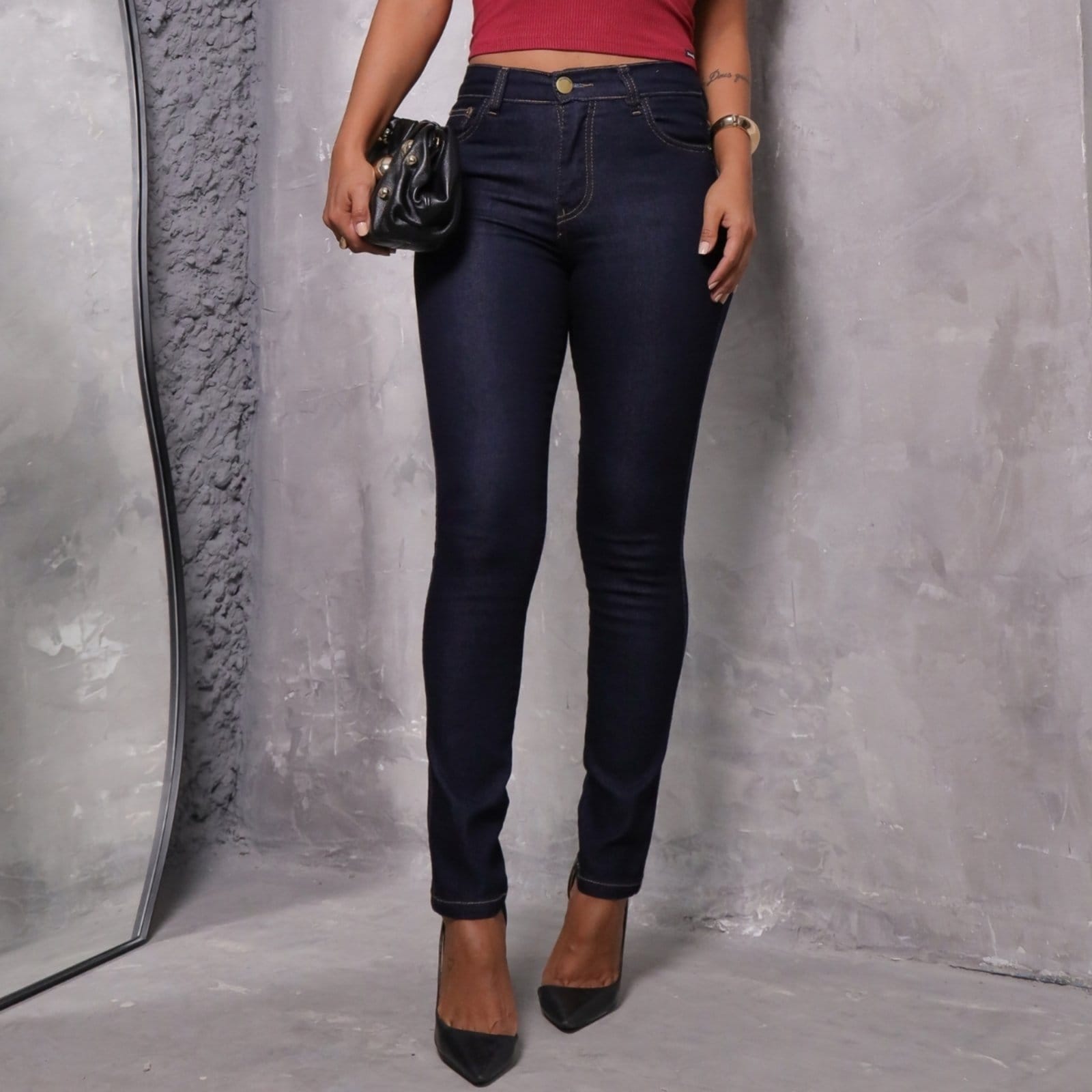 Calça Jeans Skinny Barra Normal Feminina Revanche Belianes