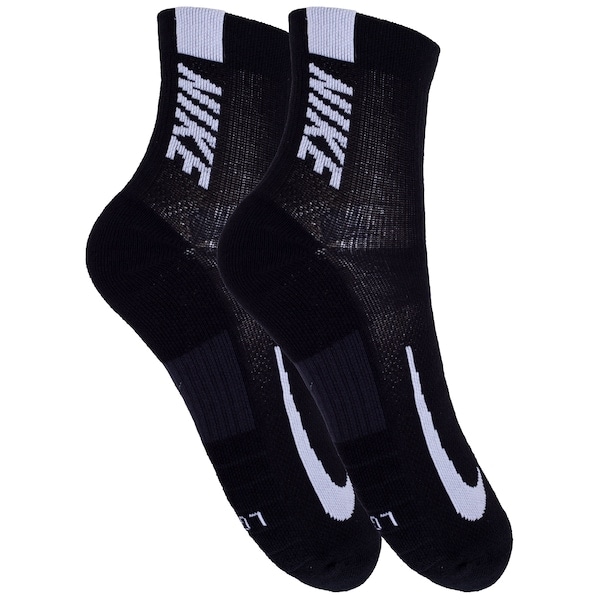 Imagem principal Kit de Meias De Corrida Cano Médio Nike Multiplier com 2 Pares 39 a 43 - Adulto Nike PRETO/BRANCO