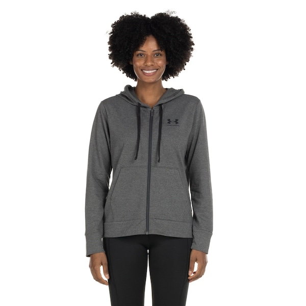 Imagem principal Jaqueta de Moletom Under Armour com Capuz Rival Terry FZ - Feminina Under Armour CINZA/PRETO
