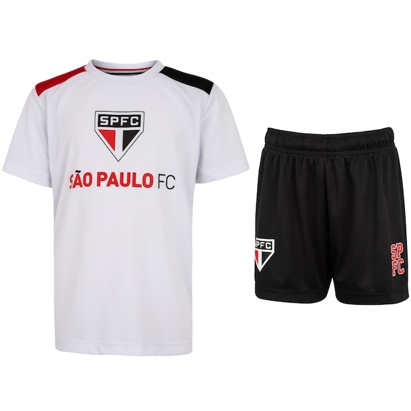 Imagem principal Kit Fardamento do São Paulo Infantil Camiseta + Calção Sao Paulo BRANCO/PRETO