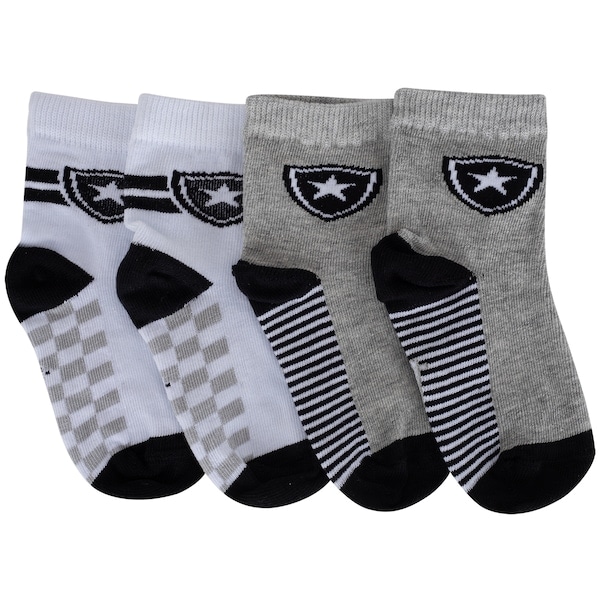 Imagem principal Kit de Meias do Botafogo Rikam Soquete Tamanho 21 ao 24 Rikam BRANCO/CINZA CLARO