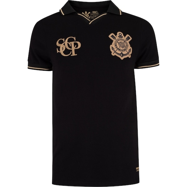 Imagem principal Camisa Polo do Corinthians Gold Retilinea Coimbra Masculina Coimbra PRETO