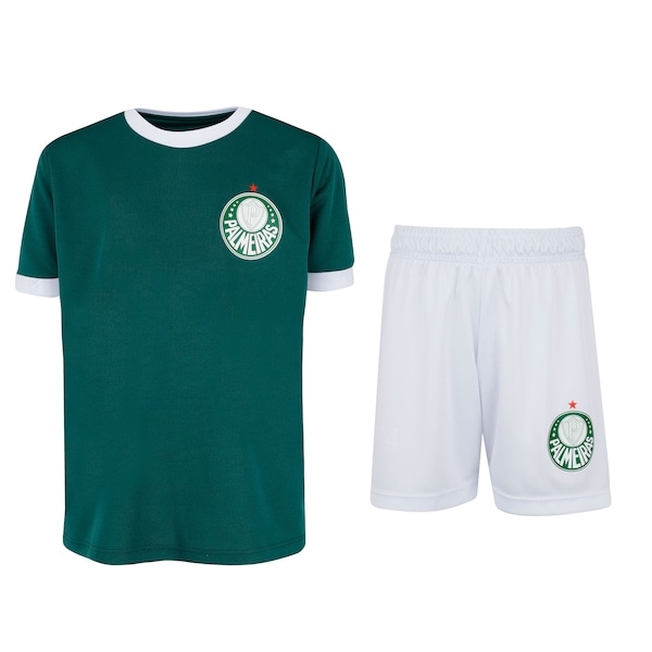 Imagem principal Kit de Uniforme do Palmeiras 1914 II infantil Camiseta + Calção Betel VERDE/BRANCO