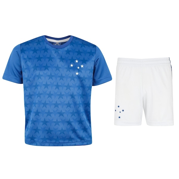 Imagem principal Kit de Uniforme do Cruzeiro Braziline Infantil Camiseta + Calção braziline AZUL/BRANCO