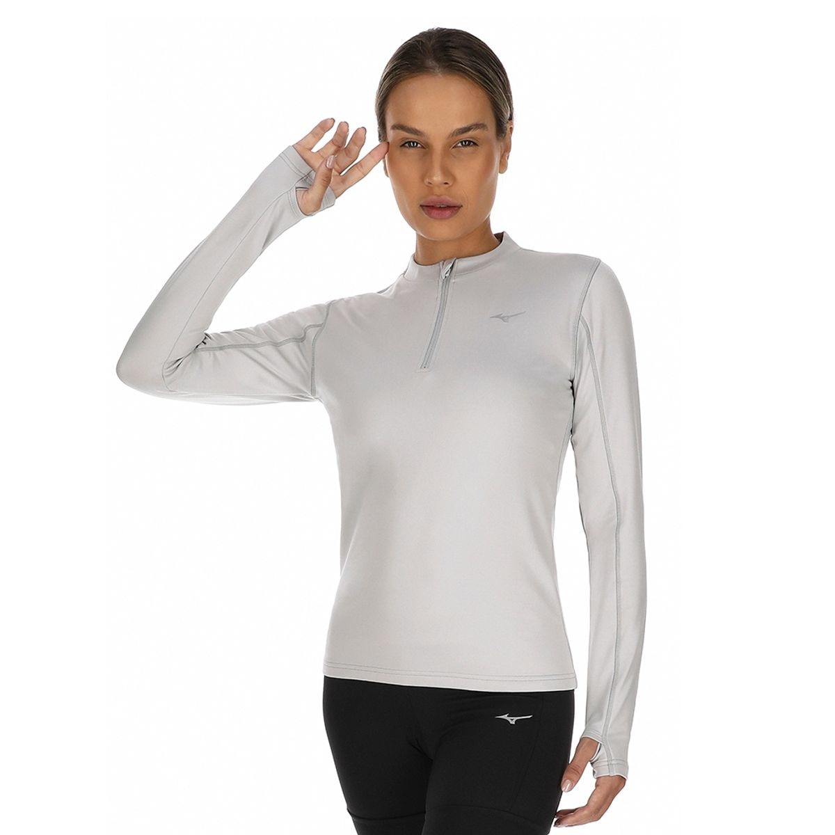 Imagem principal Camiseta Manga Longa Feminina Mizuno Termica Cinza Mizuno