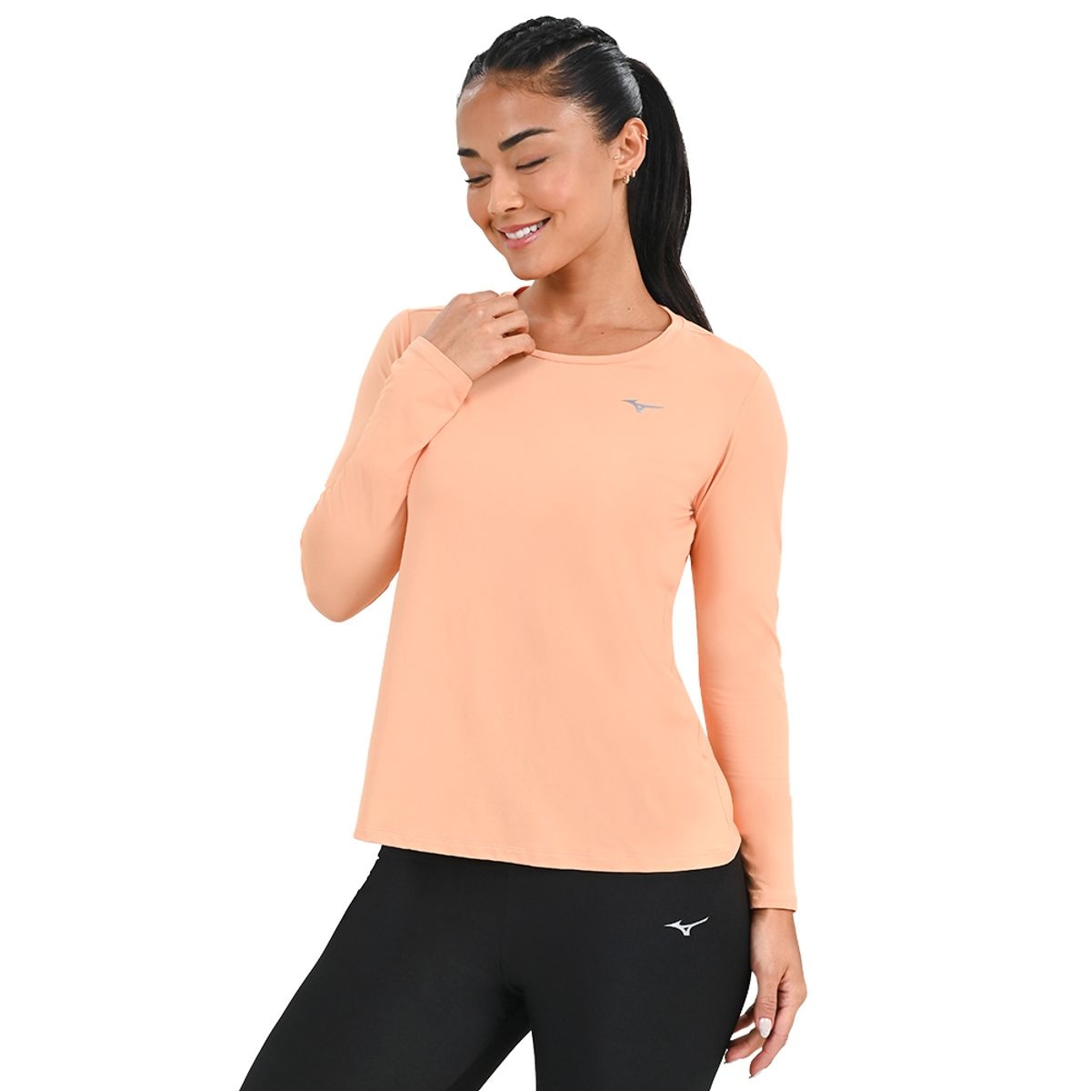 Imagem principal Camiseta Manga Longa de Corrida Feminina Mizuno Pro Uv +50 Laranja Mizuno