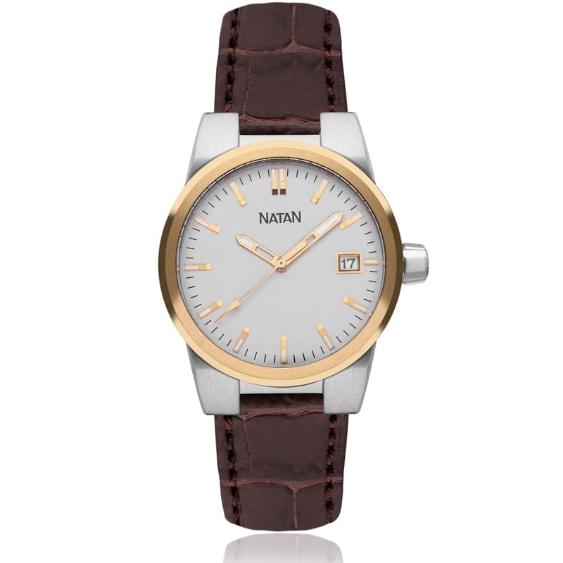 Imagem principal Relógio Natan Acqua Feminino em Aço Bicolor e Couro Marrom Natan